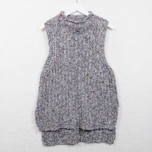MOTH Anthropologie Chunky Knit Turtleneck Sleeveless Multicolor Speckled Sz S